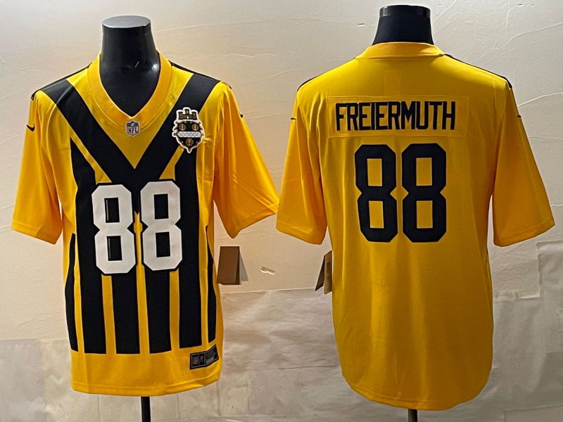 Men 2025 Pittsburgh Steelers 88 Freiermuth Yellow Retro Nike Limited NFL Jersey style 001
